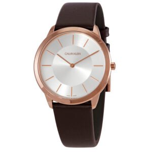 Minimal Quartz Silver Dial Leather