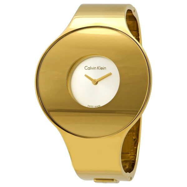 Seamless Silver Dial Ladies Small Gold-tone Bangle Watch